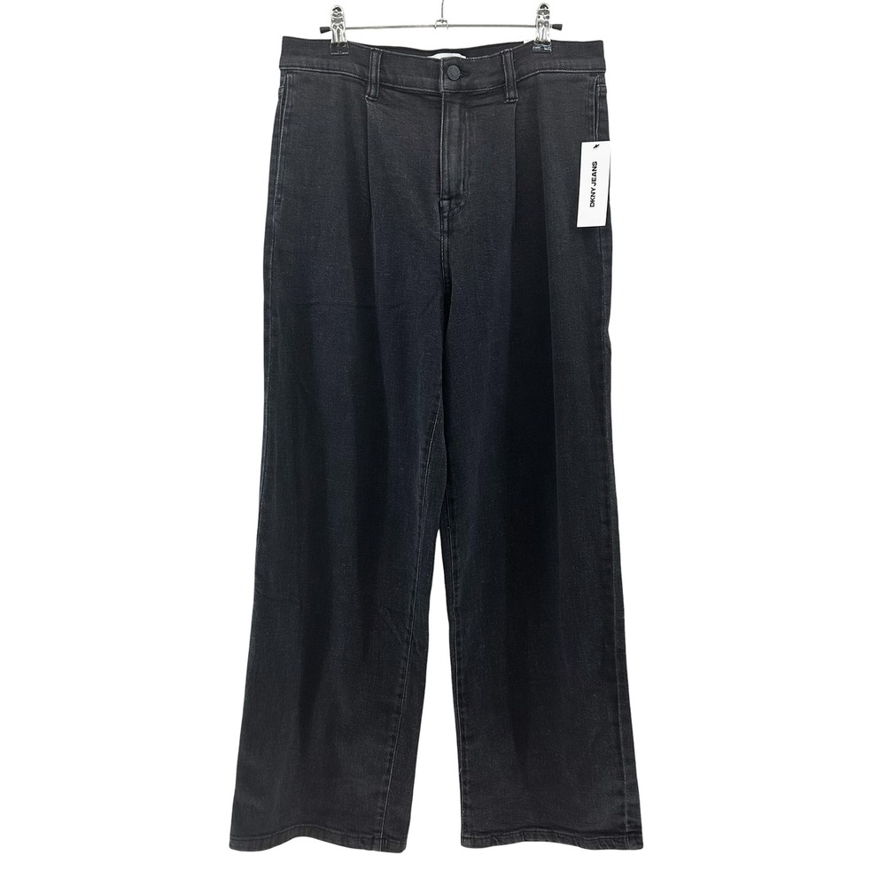 DKNY JEANS High Rise Wide Leg Trouser Jeans NWT • 30 • black